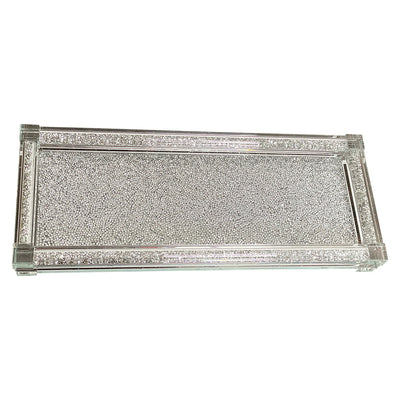 Silver Crushed Diamond Glass Tray in Gift Box