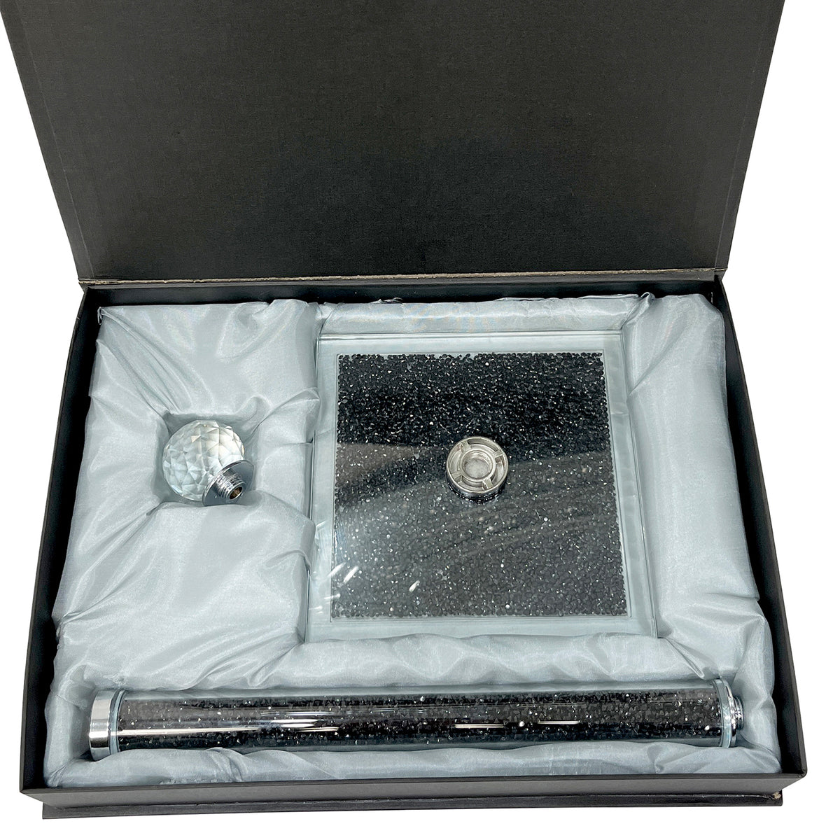 Silver Crushed Diamond Glass Paper Towel Holder in Gift Box