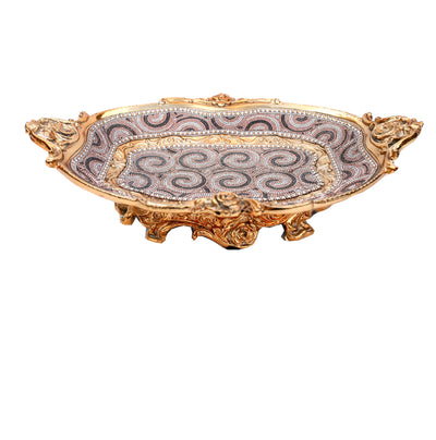 Ambrose Gold Plated Crystal Embellished Ceramic Plate