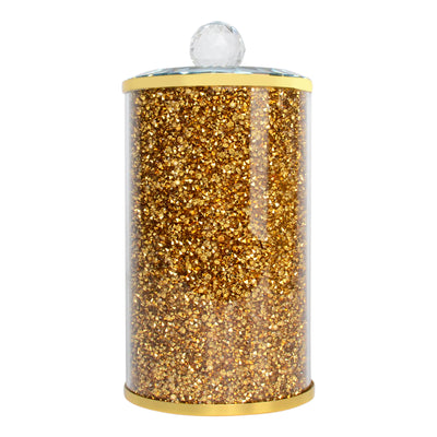 Canister in Gift Box, Gold Crushed Diamond Glass