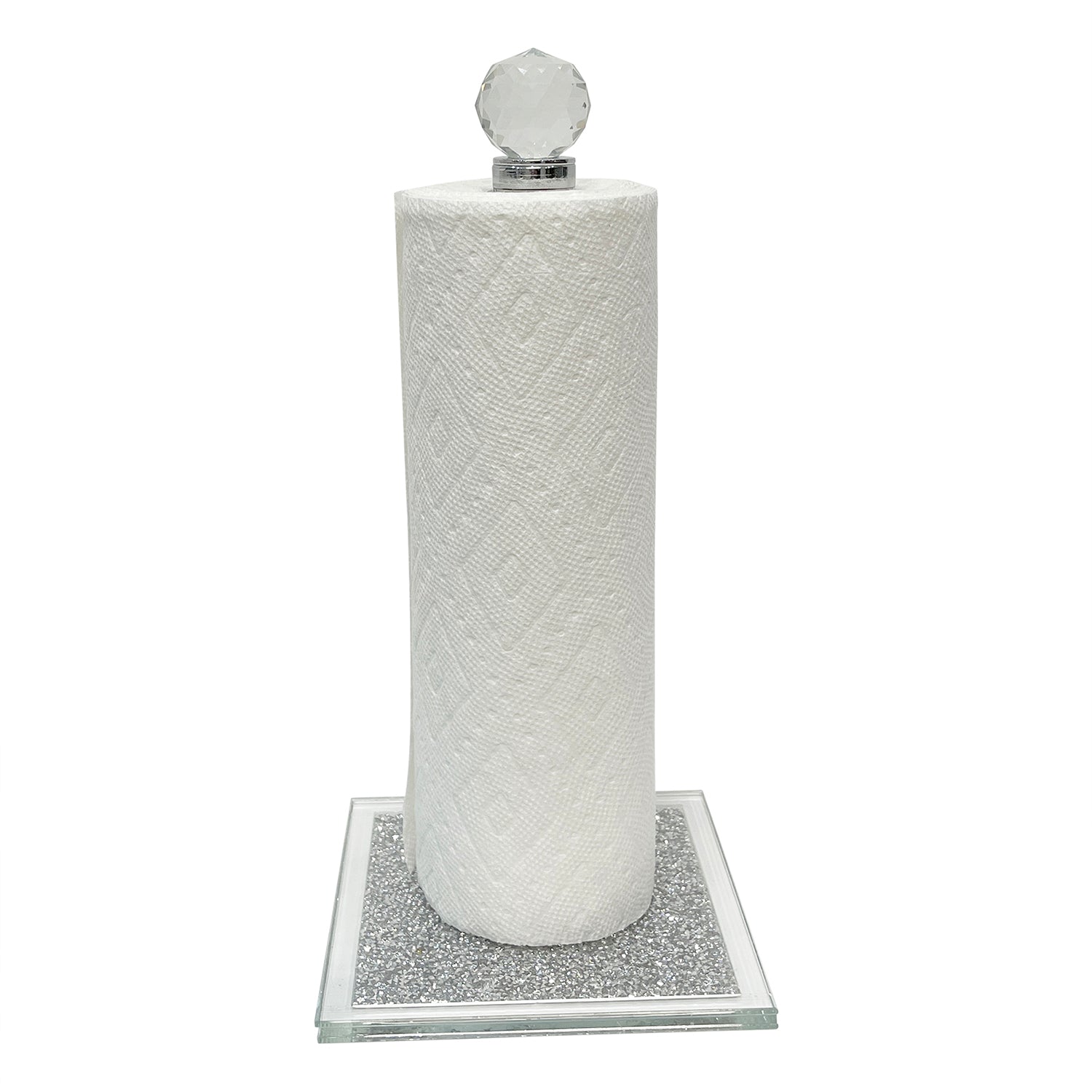 Crushed Diamond Roll Paper Towel Holder Vertical Stand Napkins Rack Kitchen  Bathroom Tissue Silver Crystal Chrome Storage Holder