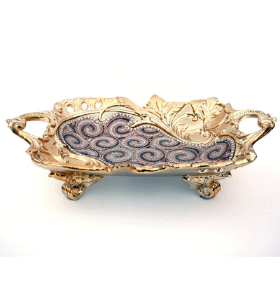 Ambrose Gold Plated Crystal Embellished Floral Ceramic Plate